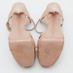 Saint Laurent Pink Patent Leather Tribute Platform Sandals Size 39