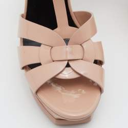 Saint Laurent Pink Patent Leather Tribute Platform Sandals Size 39