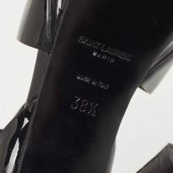 Pre Owned Saint Laurent Black Patent Tribute Sandals Size 38.5