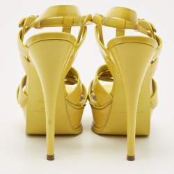 Saint Laurent Yellow Patent Leather Tribute Sandals Size 36