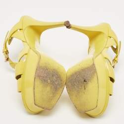 Saint Laurent Yellow Patent Leather Tribute Sandals Size 36