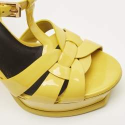 Saint Laurent Yellow Patent Leather Tribute Sandals Size 36