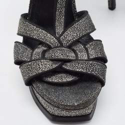 Saint Laurent Two Tone Glitter Suede Tribute Sandals Size 39