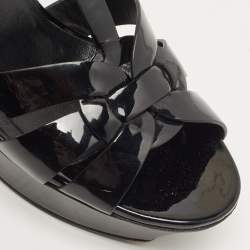 Pre Owned Saint Laurent Black Patent Leather Tribute Sandals Size 38