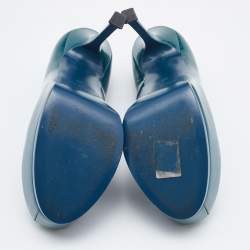 Saint Laurent Blue Patent Leather Tribtoo Platform Pumps Size 40