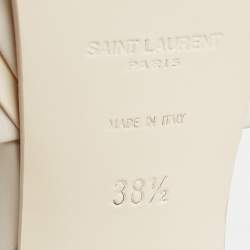 Pre Owned Saint Laurent White Leather Tribute Ankle Strap Sandals Size 38.5