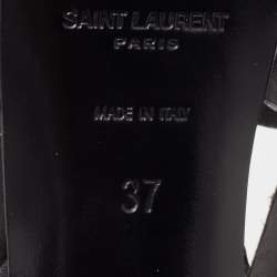 Pre Owned Saint Laurent Black Croc Embossed Leather Tribute Sandals Size 37