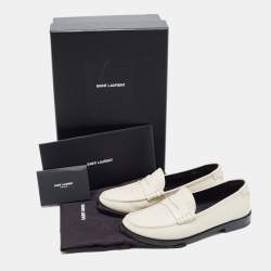 Saint Laurent Cream Leather Slip On Loafers Size 35.5