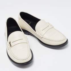 Saint Laurent Cream Leather Slip On Loafers Size 35.5