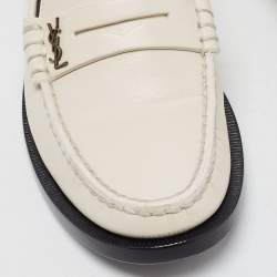 Saint Laurent Cream Leather Slip On Loafers Size 35.5