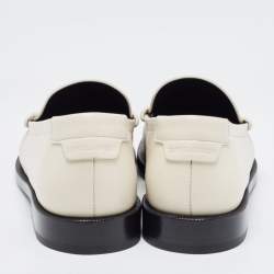 Saint Laurent Cream Leather Slip On Loafers Size 35.5