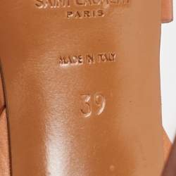 Pre Owned Saint Laurent Brown Leather Tribute Sandals Size 39