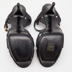 Pre Owned Saint Laurent Black Leather Tribute Sandals Size 39