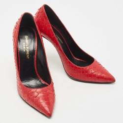 مملوكة مسبقًا Saint Laurent Red Python Anja Pumps Size 37
