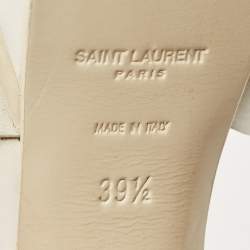 Pre Owned Saint Laurent White Leather Tribute Sandals Size 39.5