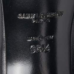 Pre Owned Saint Laurent Black Leather Fringe Grace Knee Length Boots Size 38.5