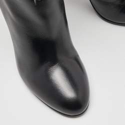 Pre Owned Saint Laurent Black Leather Fringe Grace Knee Length Boots Size 38.5