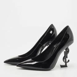 Saint Laurent Black Patent Opyum Pointed Toe Pumps Size 38