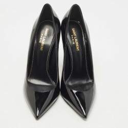 Saint Laurent Black Patent Opyum Pointed Toe Pumps Size 38