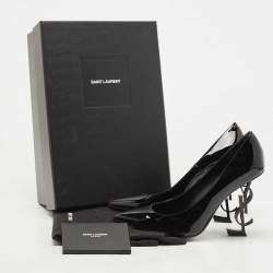 Saint Laurent Black Patent Opyum Pointed Toe Pumps Size 38