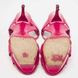Pre Owned Saint Laurent Pink Patent Leather Tribute Sandals Size 39