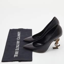Pre Owned Saint Laurent Black Leather Opyum Pointed Toe Pumps Size 36