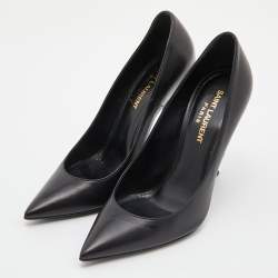 Pre Owned Saint Laurent Black Leather Opyum Pointed Toe Pumps Size 36