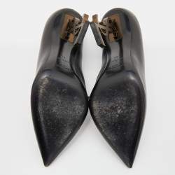 Pre Owned Saint Laurent Black Leather Opyum Pointed Toe Pumps Size 36