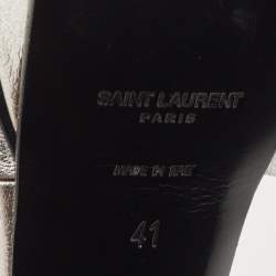 Pre Owned Saint Laurent Silver Leather Tribute Sandals Size 41