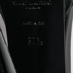 Pre Owned Saint Laurent Black Patent Leather Platform Ankle Strap Sandals Size 37.5