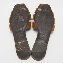 Saint Laurent Brown Suede Tribute Flat Slides Size 38