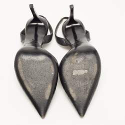 Pre Owned Saint Laurent Black Lizard Embossed Leather Slingback Pumps Size 36