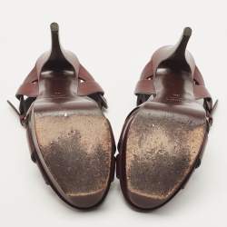 Saint Laurent Burgundy Leather Tribute Sandals Size 38