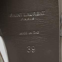 Pre Owned Saint Laurent Grey Patent Leather Tribute Sandals Size 39