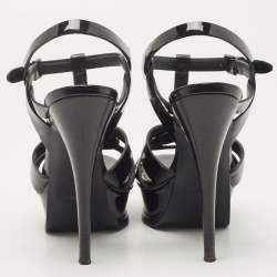 Saint Laurent Black Patent Leather Tribute Sandals Size 36