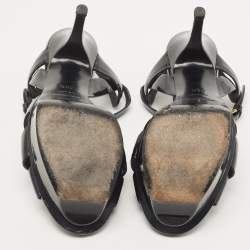 Pre Owned Saint Laurent Black Patent Leather Tribute Sandals Size 36.5