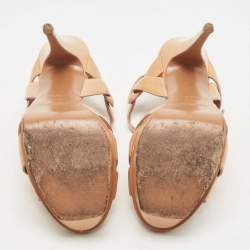 Saint Laurent Brown  Patent Tribute Ankle  Strap Sandals Size 38.5