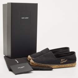 Saint Laurent Black Canvas Espadrille Fats Size 38.5