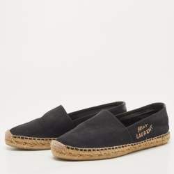 Saint Laurent Black Canvas Espadrille Fats Size 38.5