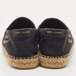 Saint Laurent Black Canvas Espadrille Fats Size 38.5