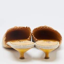 مملوكة مسبقًا Saint Laurent Grey/Brown Canvas and Leather Mules Size 36.5  