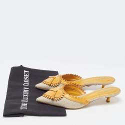 مملوكة مسبقًا Saint Laurent Grey/Brown Canvas and Leather Mules Size 36.5  