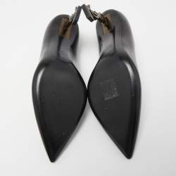 Pre Owned Saint Laurent Black Leather Opyum Pointed Toe Pumps Size 38.5