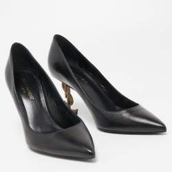 Pre Owned Saint Laurent Black Leather Opyum Pointed Toe Pumps Size 38.5