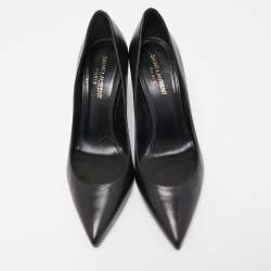 Pre Owned Saint Laurent Black Leather Opyum Pointed Toe Pumps Size 38.5