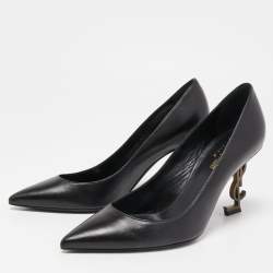 Pre Owned Saint Laurent Black Leather Opyum Pointed Toe Pumps Size 38.5