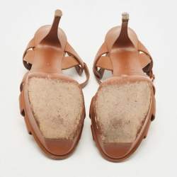 Pre Owned Saint Laurent Brown Leather Tribute Sandals Size 37