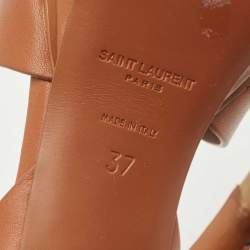 Pre Owned Saint Laurent Brown Leather Tribute Sandals Size 37