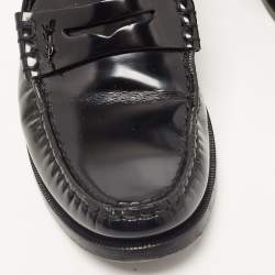 Pre Owned Saint Laurent Black Leather Penny Loafer Size 39