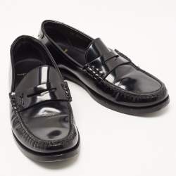 Pre Owned Saint Laurent Black Leather Penny Loafer Size 39